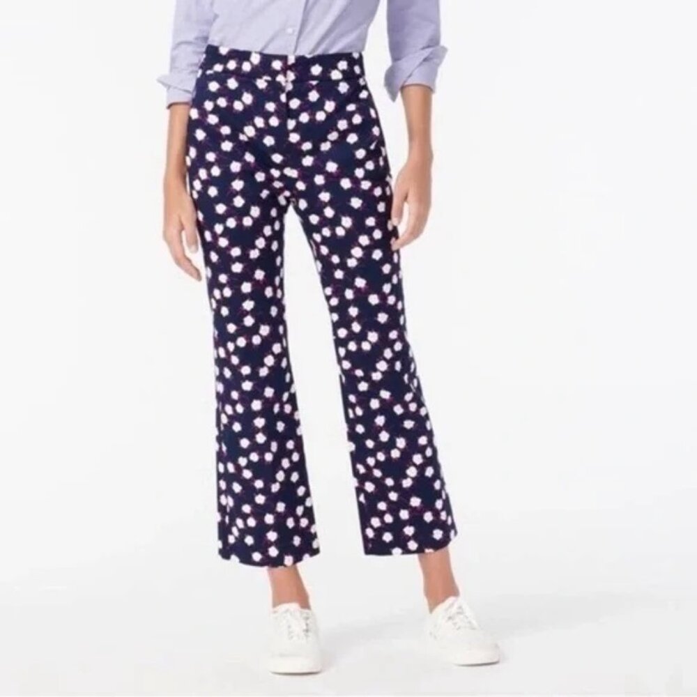 NWT JCrew Navy Hayden Kickout Crop Pant Scattered Peony - Size 16